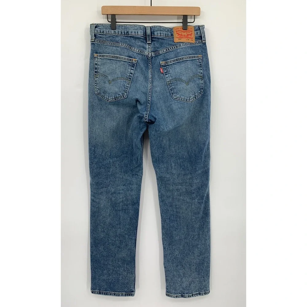 Levis 541 Jeans Mens 34x34 Blue Athletic Taper Medium Wash Denim Pants